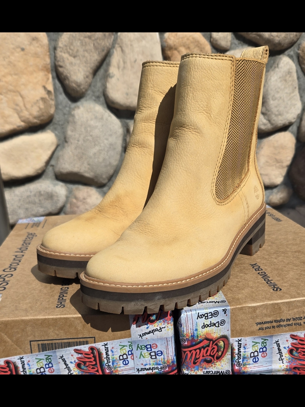 Timberland Courmayeur Valley Chelsea Boots Womens 10 Wheat Nubuck Lug Sole #462